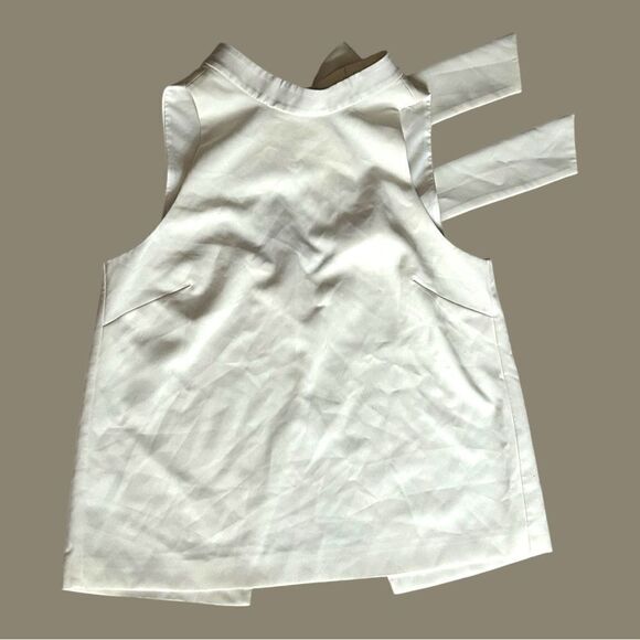 Milly | Women's Sleeveless Tie Neck Blouse in Cream Size Small - Picture 3 of 6